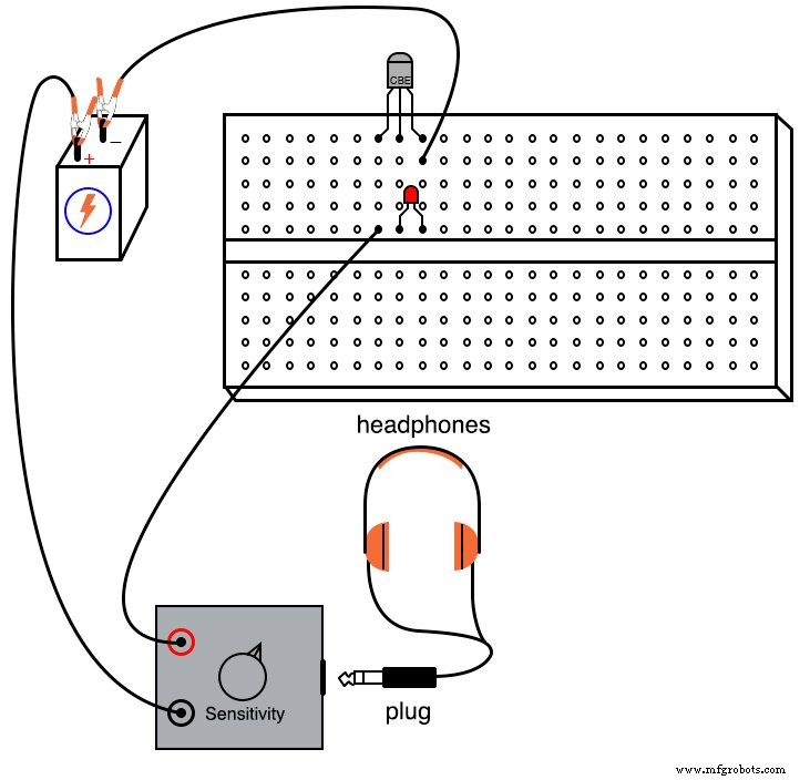 Sensor de Luz Pulsada: Amplifica Pulsos de Luz LED en Sonido Audible