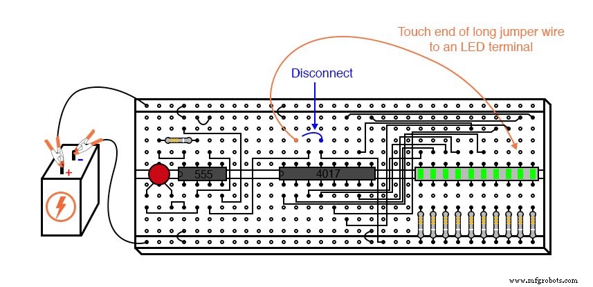 Construye un Secuenciador LED con Temporizador 555 y Contador 4017 – División de Frecuencia y Antirrebote