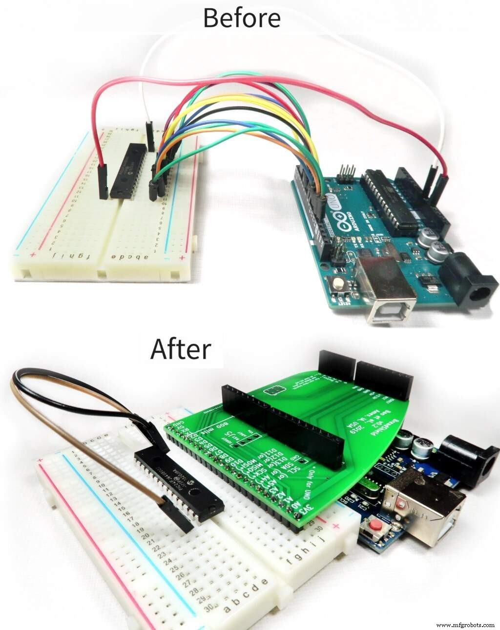 Elimine cables puente: Cómo BreadShield conecta Arduino directamente a protoboards