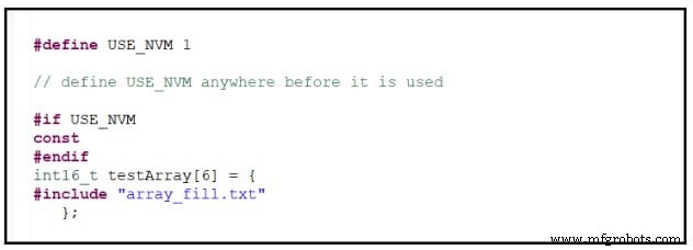 Firmware embebido: mejores prácticas para inicializar arrays en C con datos de archivos externos y formas de onda