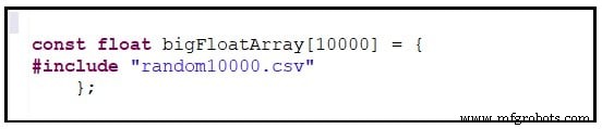 Firmware embebido: mejores prácticas para inicializar arrays en C con datos de archivos externos y formas de onda