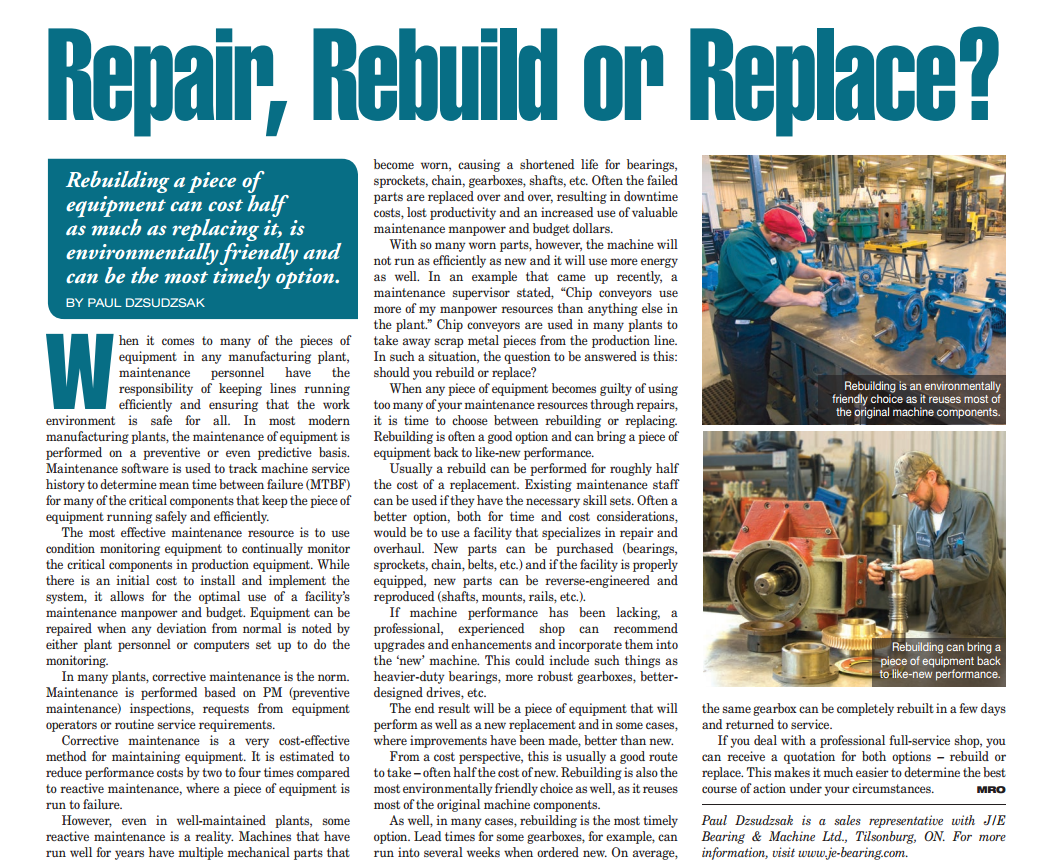 Destacados en MRO Magazine: Reparar, Reconstruir o Reemplazar