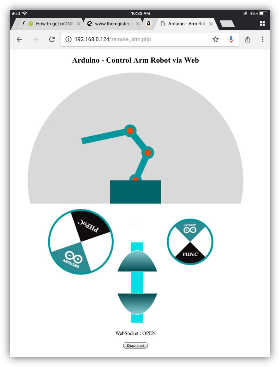 Control Remoto de Brazo Robot 6 DOF con Arduino vía Interfaz Web