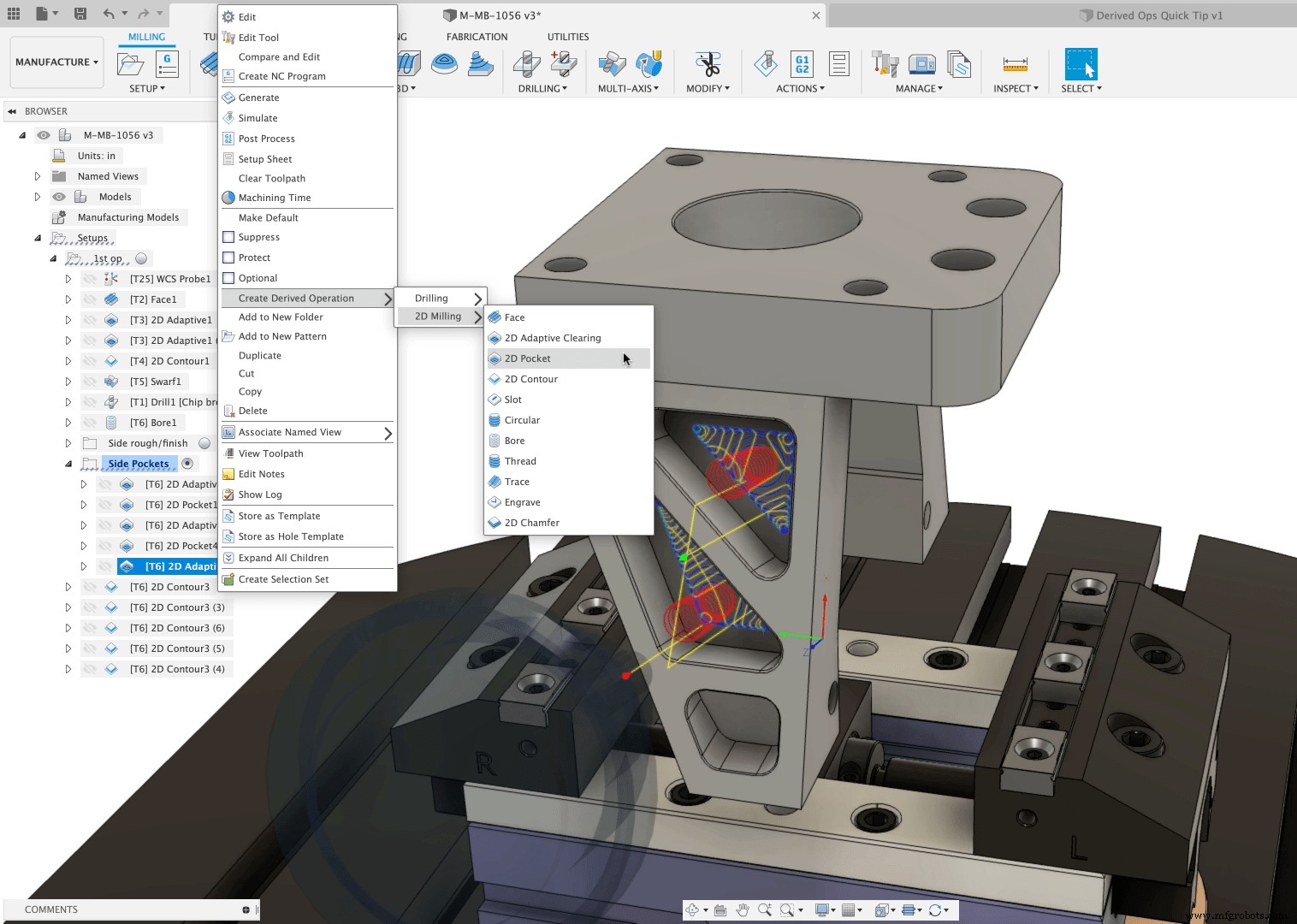 Mejore la eficiencia de fabricación en Fusion 360 con operaciones derivadas
