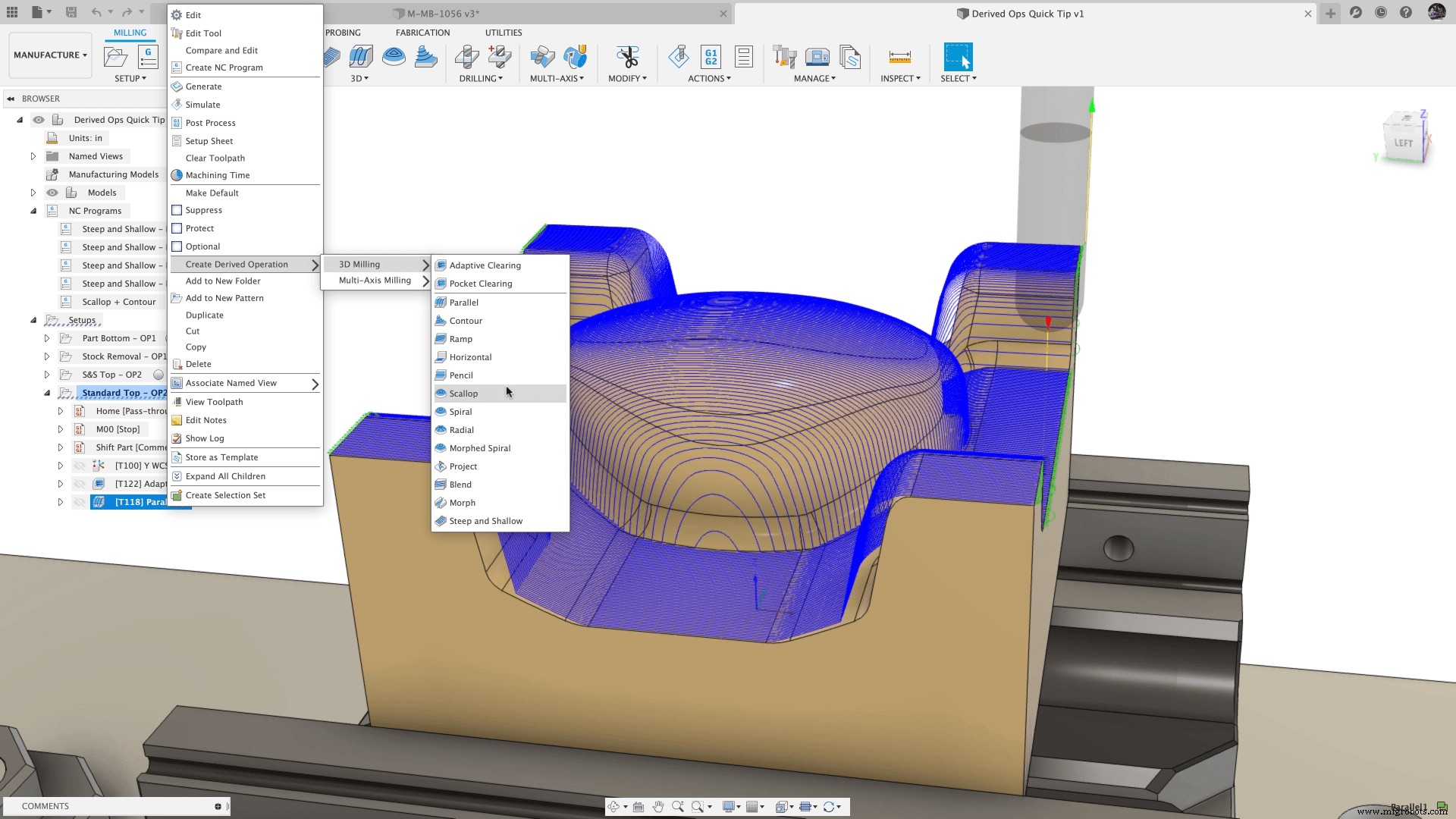 Mejore la eficiencia de fabricación en Fusion 360 con operaciones derivadas