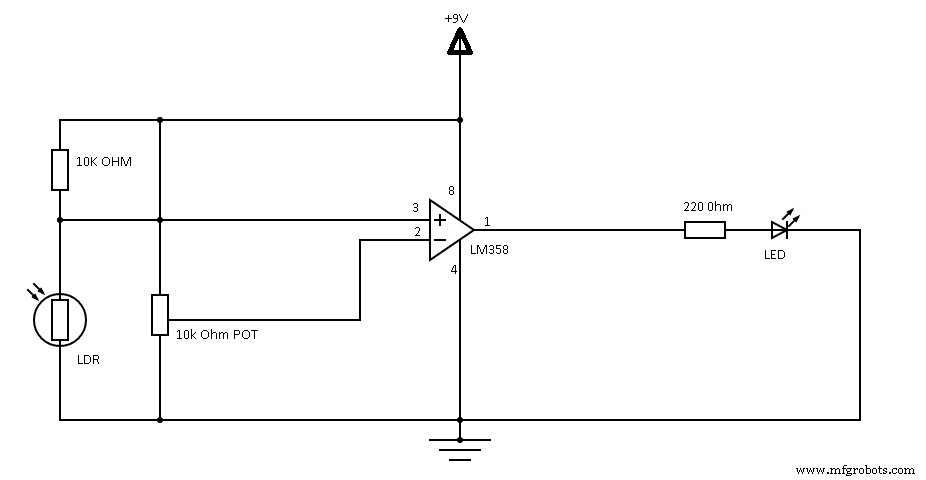 Circuitos Detectores de Luz: Guía Práctica con LDR, Op-Amp y Transistor
